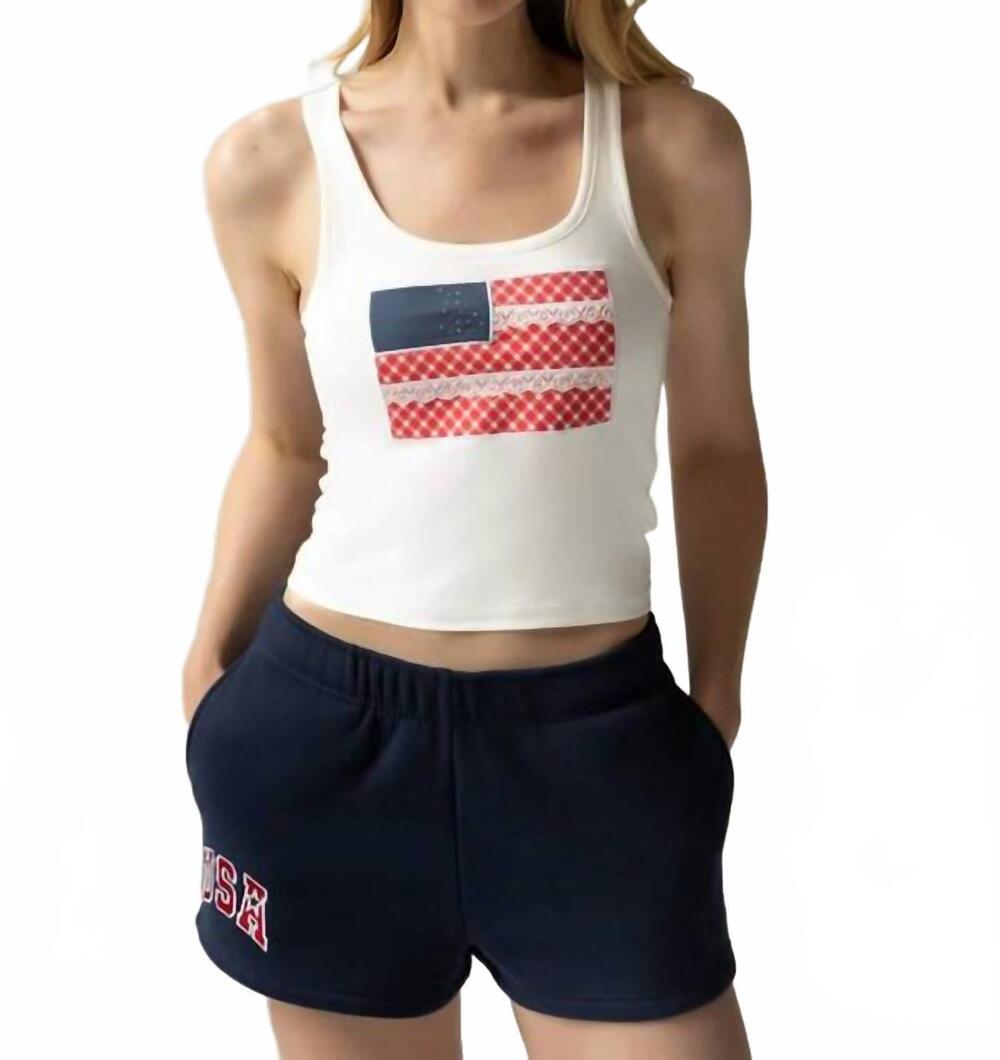 NEW THE HAPPY CAMP3R lace flag may tank top in white